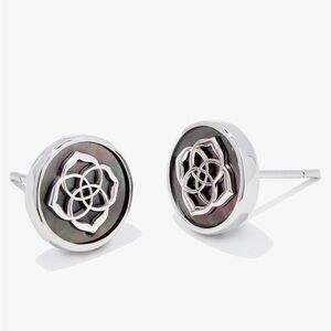 Genuine KENDRA SCOTT  MoP Abalone Shell Silver Logo Stamped Dira Stud Earrings